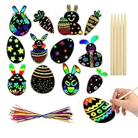 CYMYGS 36pcs Bastelset Ostern Kratzbilder, Magische Bunte Regenbogen-Scratch-Papierkarte Scratch Crafts, Regenbogen Kratzpapier Bastelset Geschenke für Ostergeschenke Party Mitgebsel, DIY Handwerk