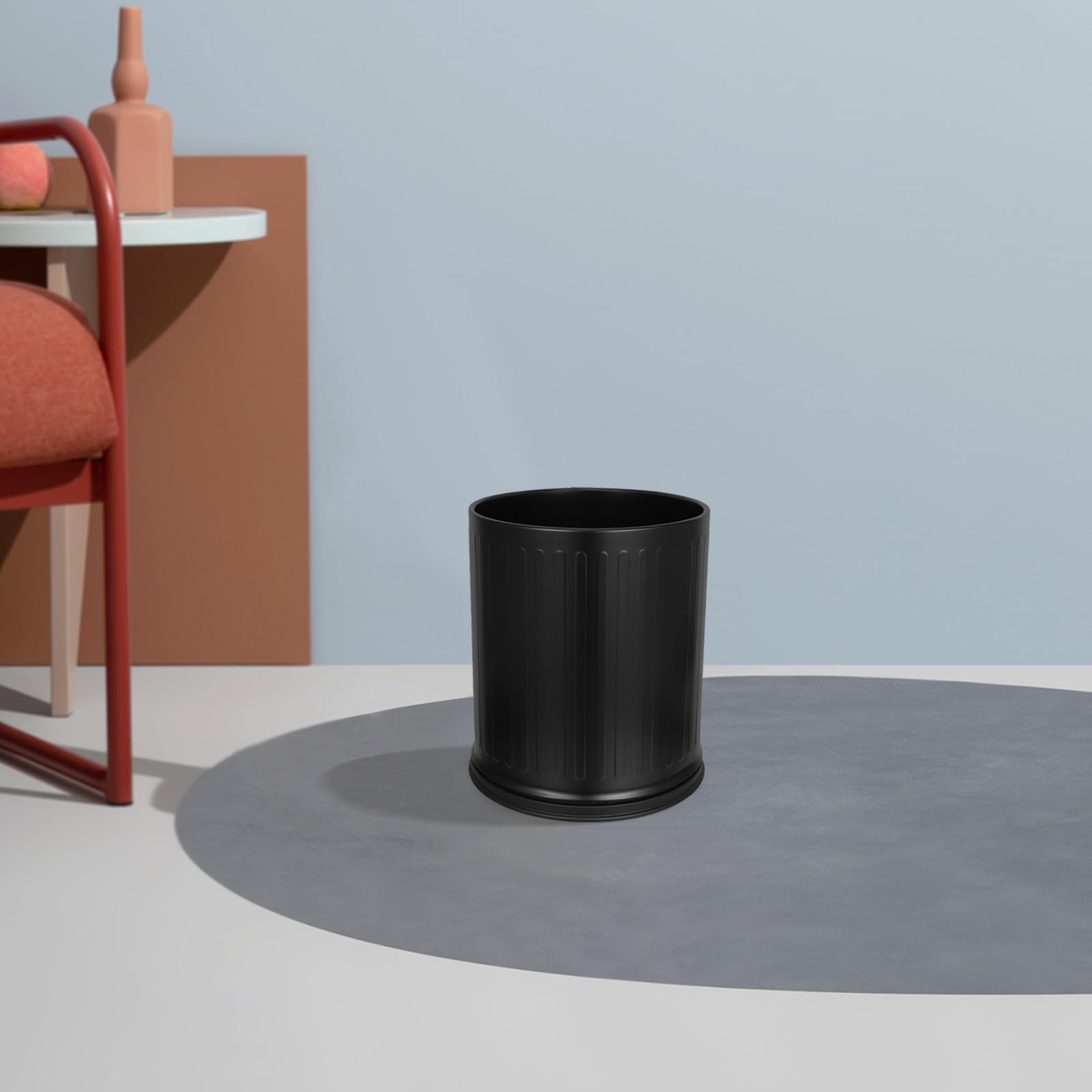 HEMOTON Moderna Papelera Negro en Acero al Carbono de 10 L sin Tapa