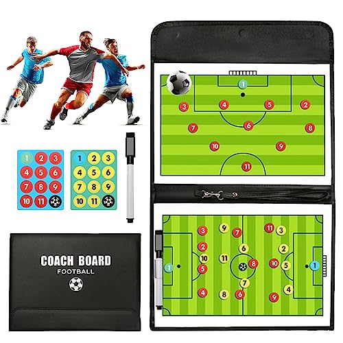 PhantomSky Carpeta Pizarra Táctica Tablero De Entrenamiento Entrenador Magnéticas De Fútbol Portátil Profesional Con Imanes, Lapiceros Y Borrador (Tamaño: 53Cm X 31Cm)