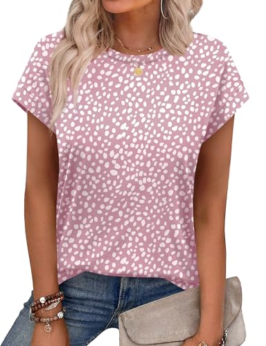 Image of Alaroo Womens Summer Tops Short Sleeve Shirts Crew Neck Tshirt Cute Trendy Tunic Blouses (S-3XL)