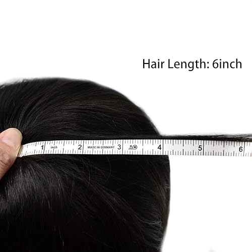 Miniatura 7 de Healthlif Sistema de reemplazo de cabello humano tipo tupé para hombre, pieza de pelo polivinílico de piel fina para hombre, postizos y tupés,