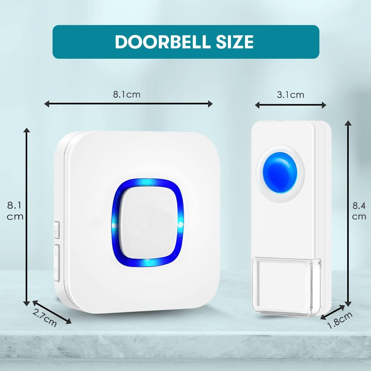 Coolqiya Wireless Doorbell Chime for Home with 1 Remote Waterproof Door Bell and 2 Plugin Receivers, 1000 Feet Long Range Transmission, No Battery Required for Receiver Over 50 Chimes