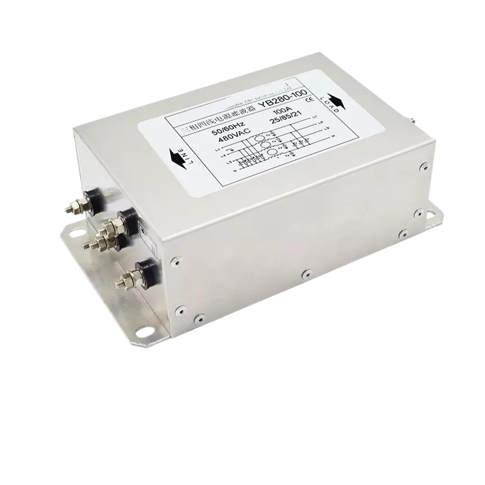 WBBAYDRFR YB280 Single Section Three-Phase Four-Wire Power Filter 380V servo Frequency Conversion Drive Anti-Interference(YB280-100A)