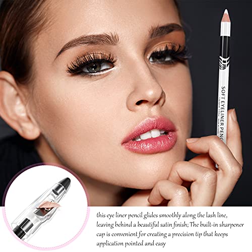26 Pieces White Eyeliner Pencil With Sharpener Soft Strokes White Eyeliner Pencil Eye Silkworm Brighten Eye Liner Pen Multipurpose Makeup Tool For Eyeshadow Lip Liner #TOP6