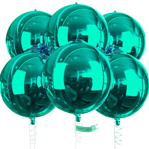 Image of PartyWoo Dark Green Foil Balloons 6pcs Large Round Giant Jumbo 4D Balloons