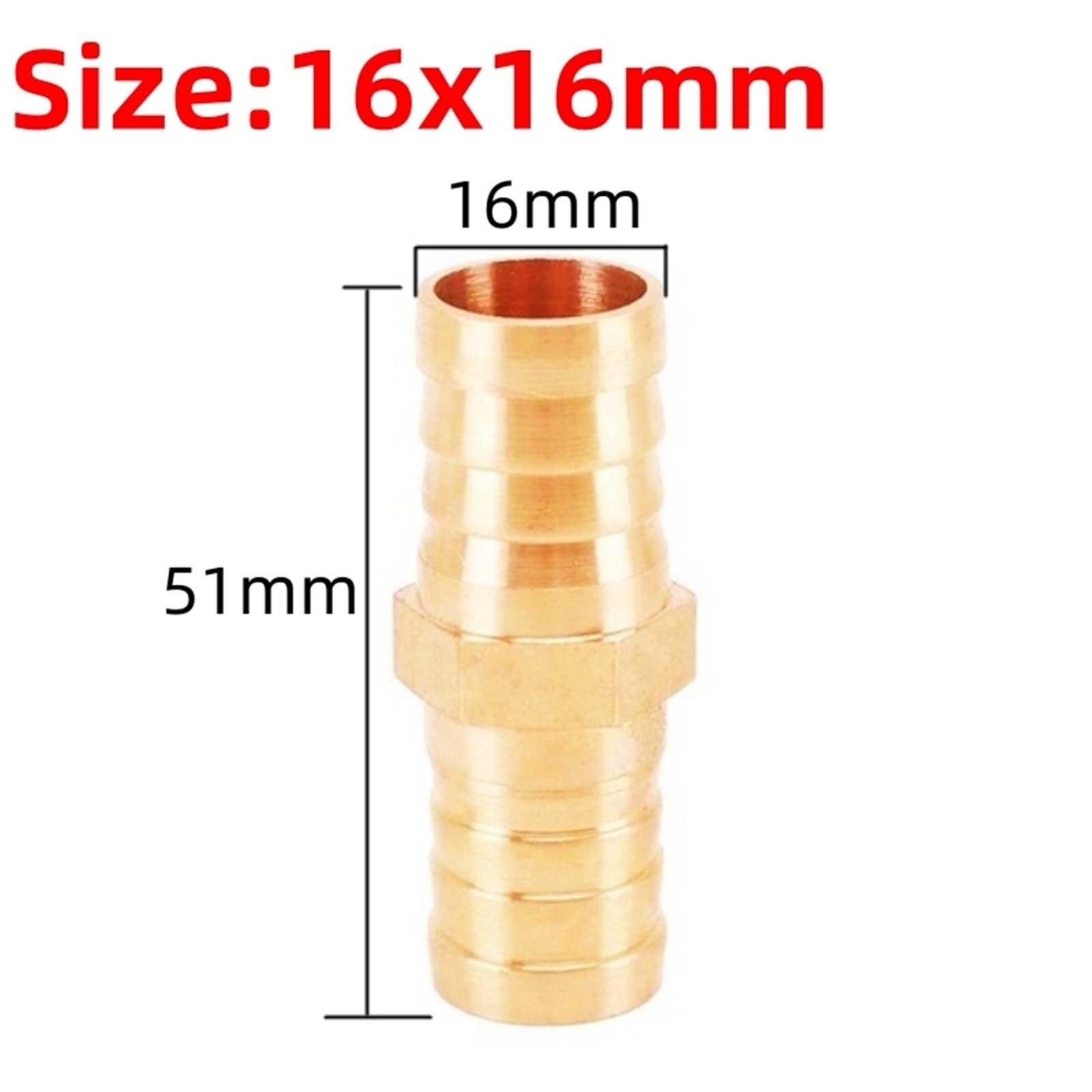 Raccord Tuyau D'arrosage Laiton Raccords de tuyaux en laiton, connecteurs droits diamètre égal, Joints d'eau d'irrigation jardin, barbe pagode(16X16mm,5 Pieces)