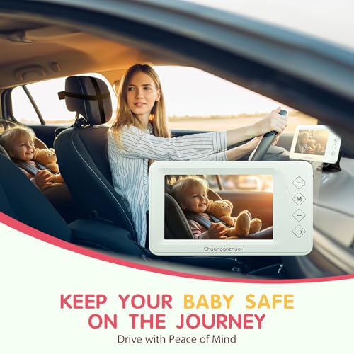Image of S100P Baby Car Camera with Ultra Night Vision, 5'' HD 1080P IPS Baby Car Monitor with 3X Zoom, Backseat /Carseat /Rear Seat Camera USB, Easy No-Damage Install, Safety for Infants and Pets (5 inch Green)