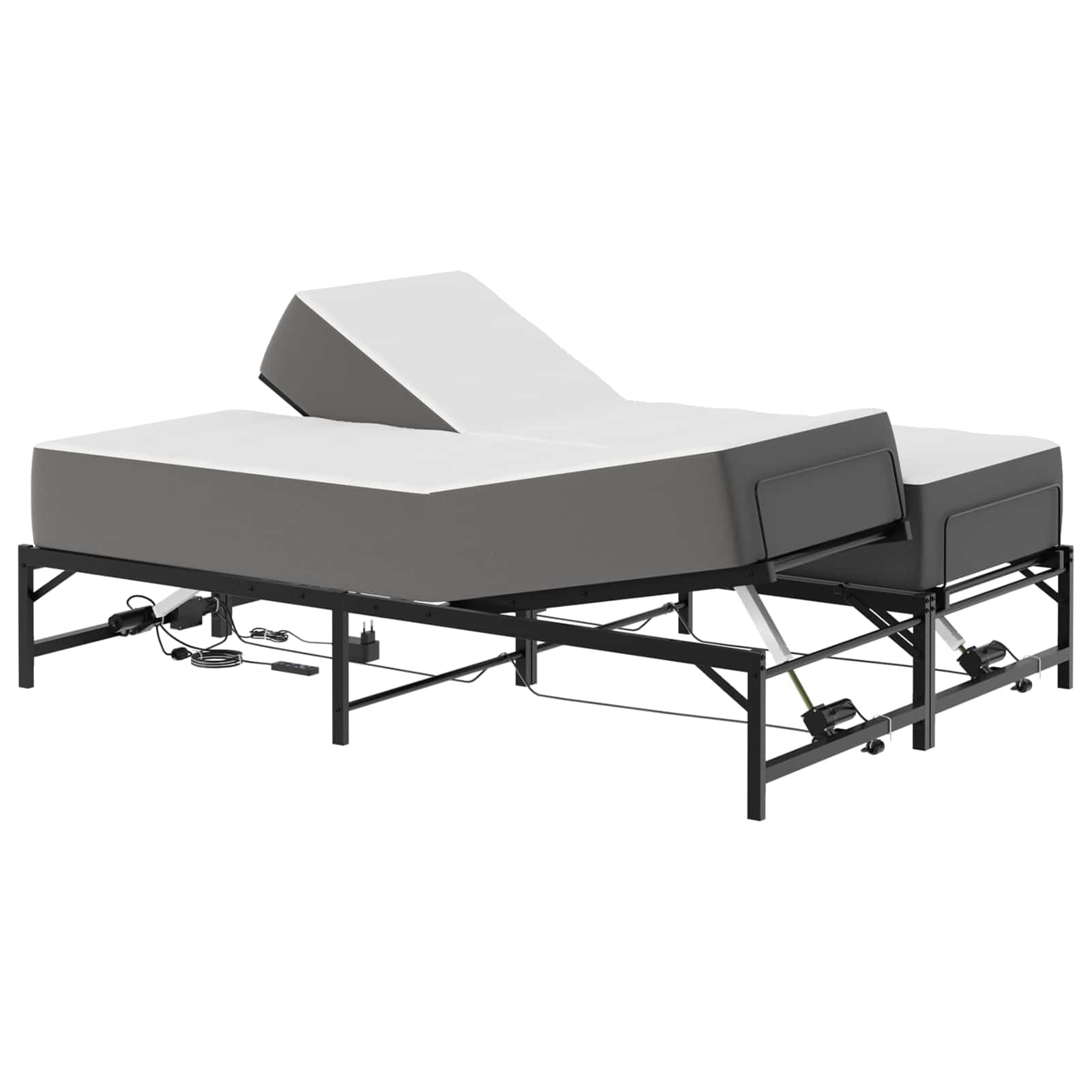 Gecheer Elektrisches Bett, 140x200 cm, Stahl, Kopf/Fuß verstellbar, Fernbedienung, für Erwachsene