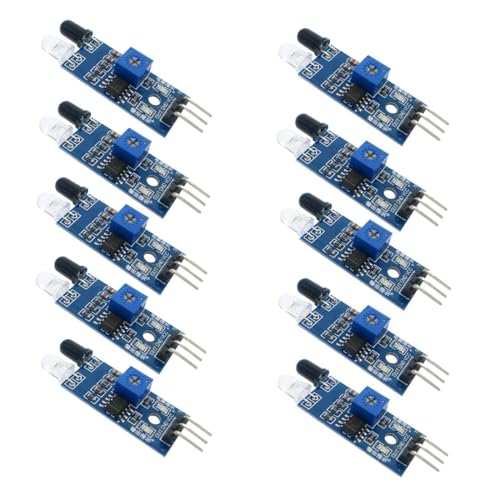 KEAcvise 10-Pack IR Obstacle Sensor - 3-Pin Digital Output Infrared Reflective Module for Arduino/Robotics/Autonomous Navigation/STEM Education (Anti-Interference Design)​