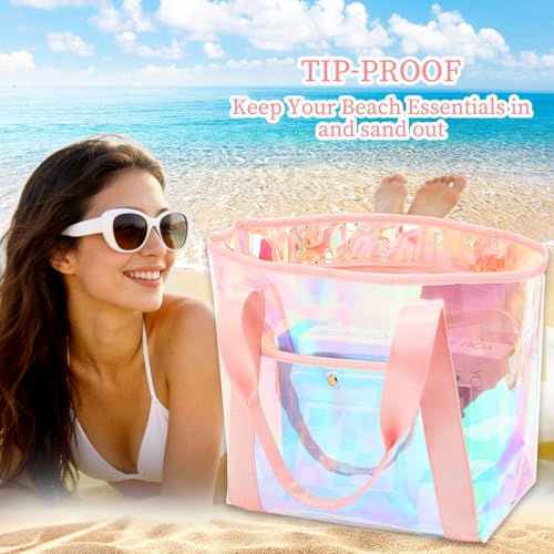 Image of Fammart Clear Bags 12x6x12 Stadium Approved, Jelly Tote Bag for Women with Zipper for Beach Sports Concerts Work