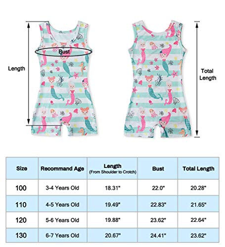 image for Uideazone Gymnastics Leotards for Girls 4t 5t Sparkly Mermaid Biketard