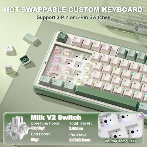 Image of YUNZII B98 PRO 96% Wireless Mechanical Keyboard (Matcha Green, Milk Switch)