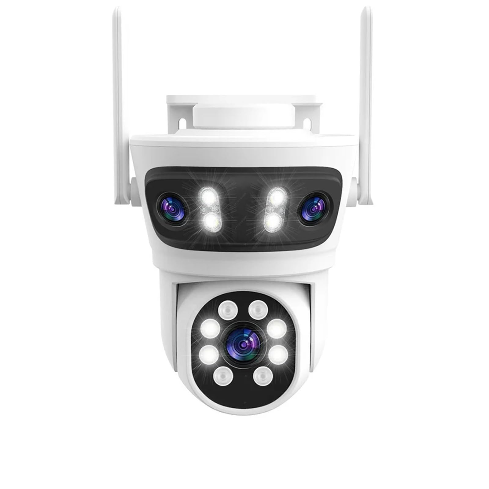 JVDDI 3 Lens 2.4G WiFi+BLE 3MP WiFi Motion Tracking Color Night Vision Outdoor PTZ CCTV Siren Light Alarm Camera(Camera 128G)