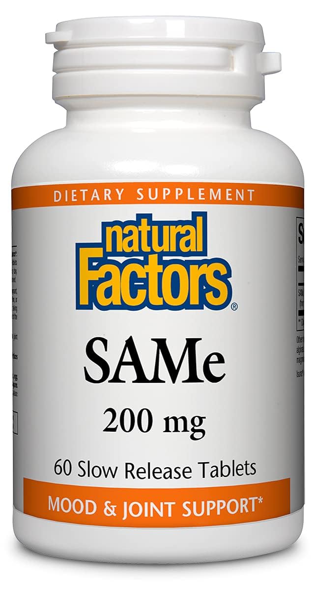 Natural Factors, SAMe 200 mg, Helps Elevate Mood and Improve Joint Health, 60 tablets (60 servings)