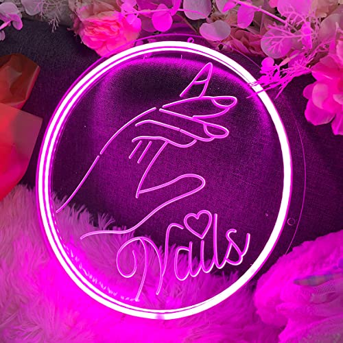 Image of NAILS Neon Sign For Spa Beauty Room Nail Brows Lashed Salon Studio 3D Art Carving Design LED Wall Decor Business Stores Logo Barber Shops Led Word Indoor Custom Neon Lights 5V USB Powered Pink 30x30cm