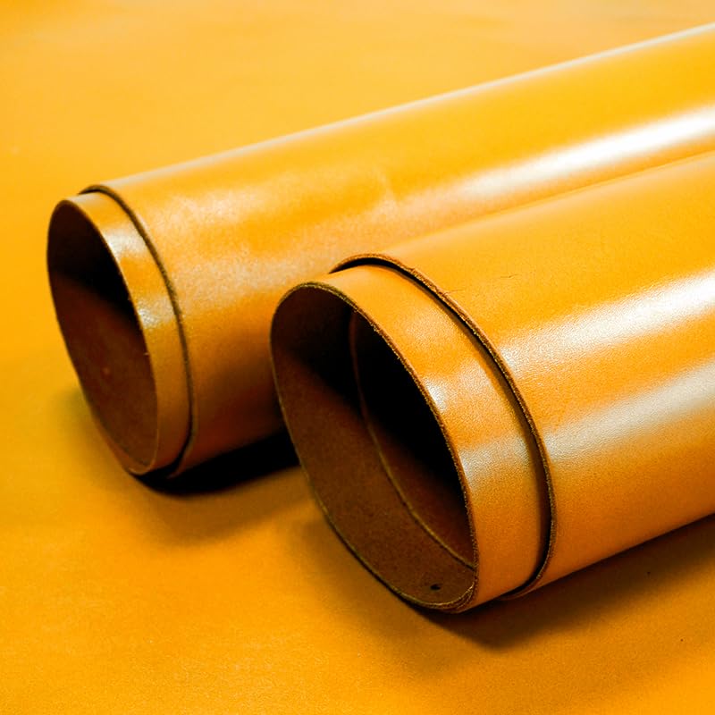 WEIDU Cuir de Peau de Cire d'huile Jaune Vif la première Couche de Cuir véritable tanné végétal, épaisseur 2 mm pour Sacs, Portefeuille, canapé.