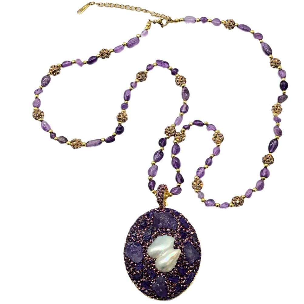 Collar de Amatista para Mujer, Colgante de Cristal Morado Natural para protección, energía Espiritual, Enfoque Tranquilo, meditación de Equilibrio de Chakras, Elegante Regalo