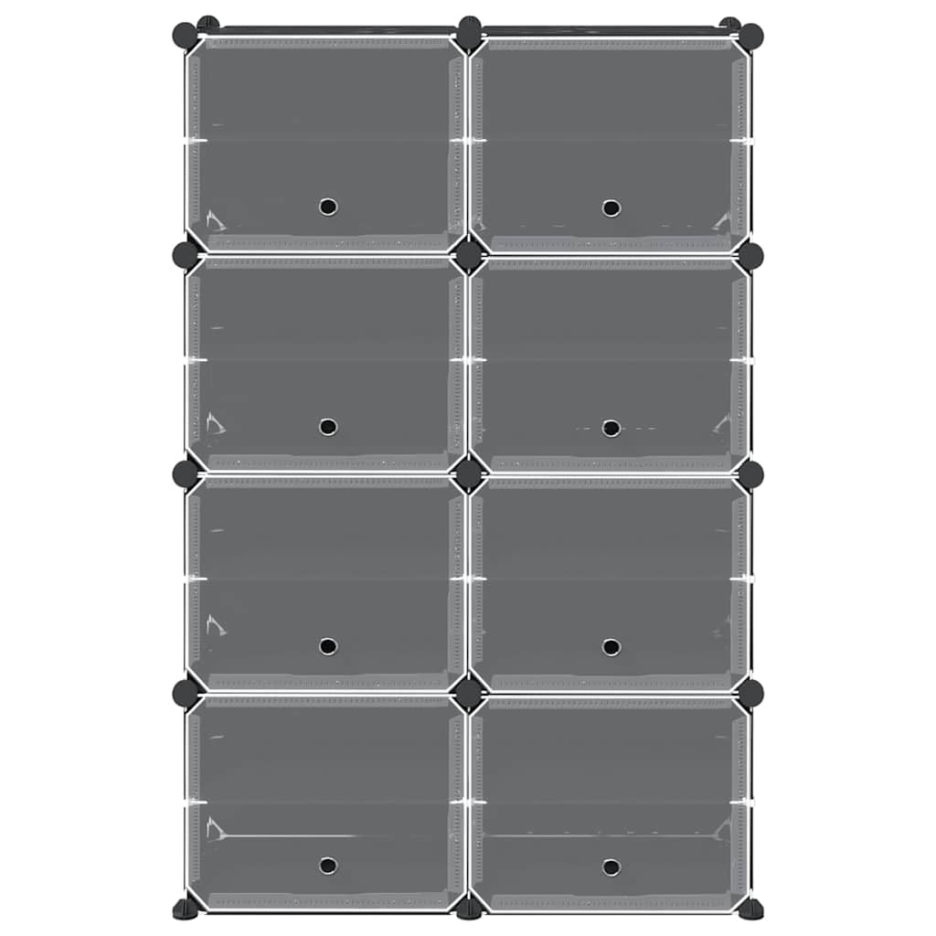 Estantería Cubos 8 Compartimentos PP Negro | Ligero, Resistente al Agua, Fácil de Limpiar, Montaje Rápido, Ideal para Ropa, Zapatos y Libros