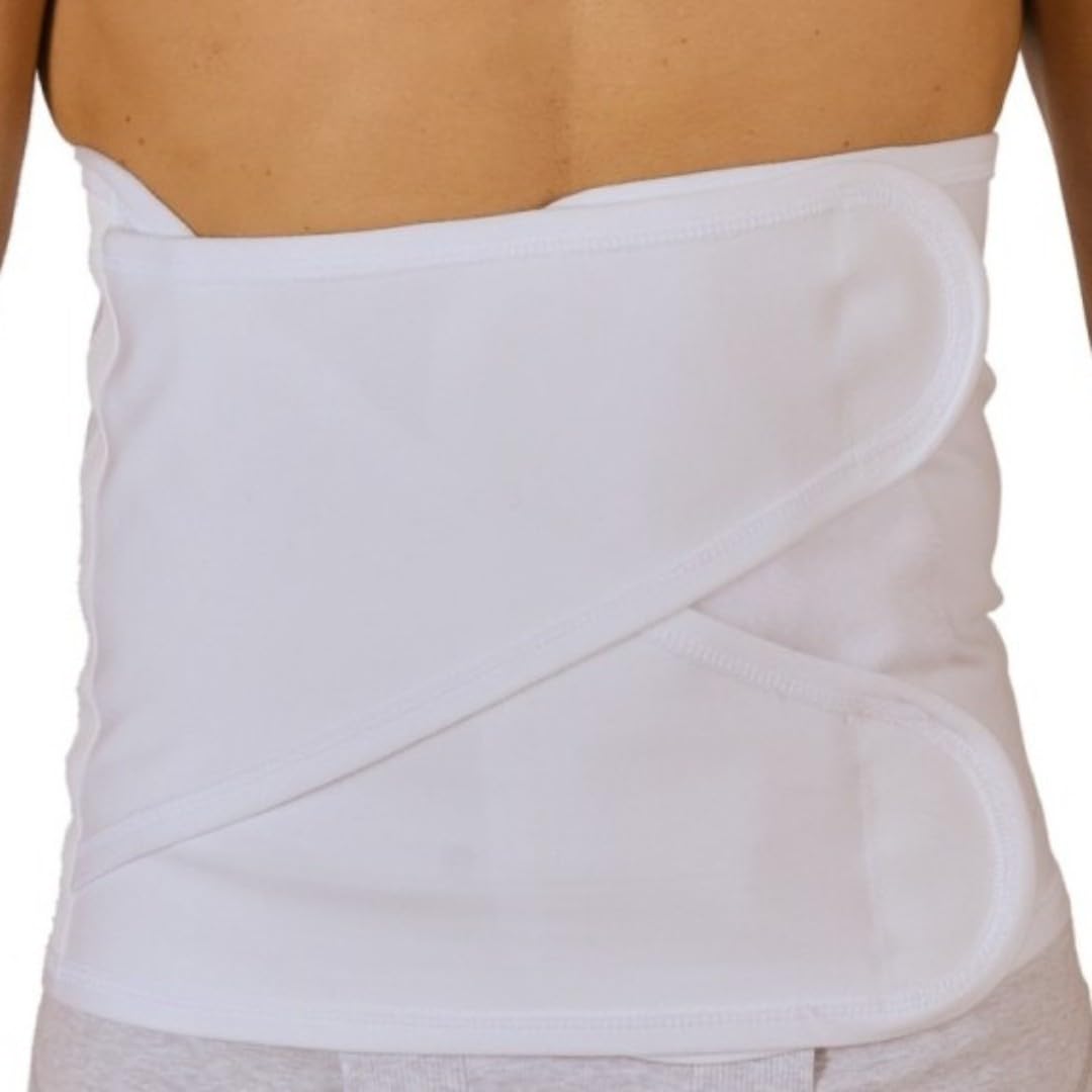 Faja lumbar con soporte de espalda elástica, faja de compresión para mujer y hombre, faja lumbar ortopédica de doble cierre – Blanca (6 (120 – 130 cm))