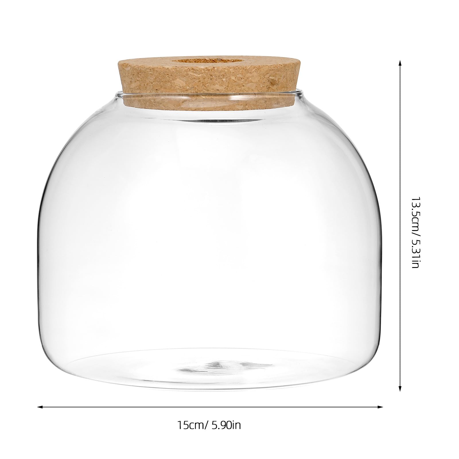 Set 6 Barattoli Di Vetro 5L Con Coperchio Sughero - Vasi Decorativi Per Terrari, Conservazione, Centrotavola - Ø16x30cm - Foto 5