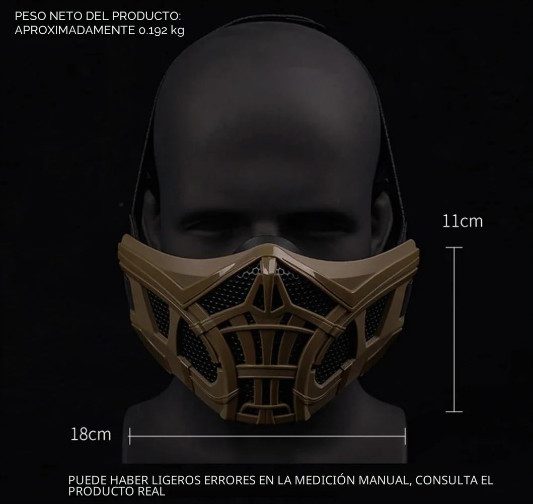 Peminkoo Máscara táctica de Media Cara para Paintball Airsoft máscara Protectora de escorpión diseño Interior de Silicona máscaras de Cosplay Transpirables
