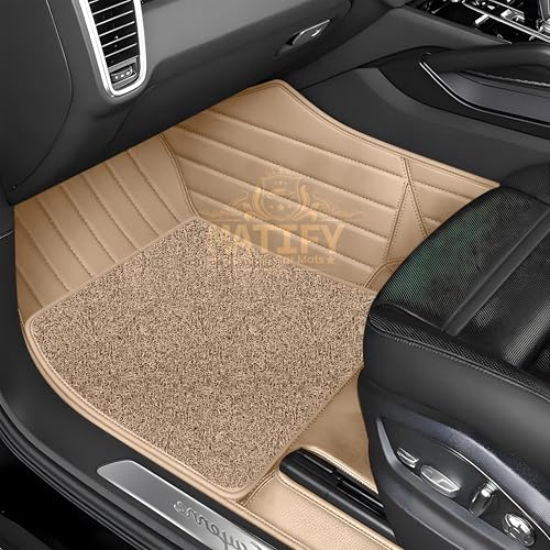 Image of 9D Car Floor Mat for Maruti Suzuki Swift Dzire 2018 Onwards | Waterproof | Anti-Slip | Luxury Premium Leather Car Mat | Full Coverage | All Weather | Custom Fitted Car Foot Mats - Beige