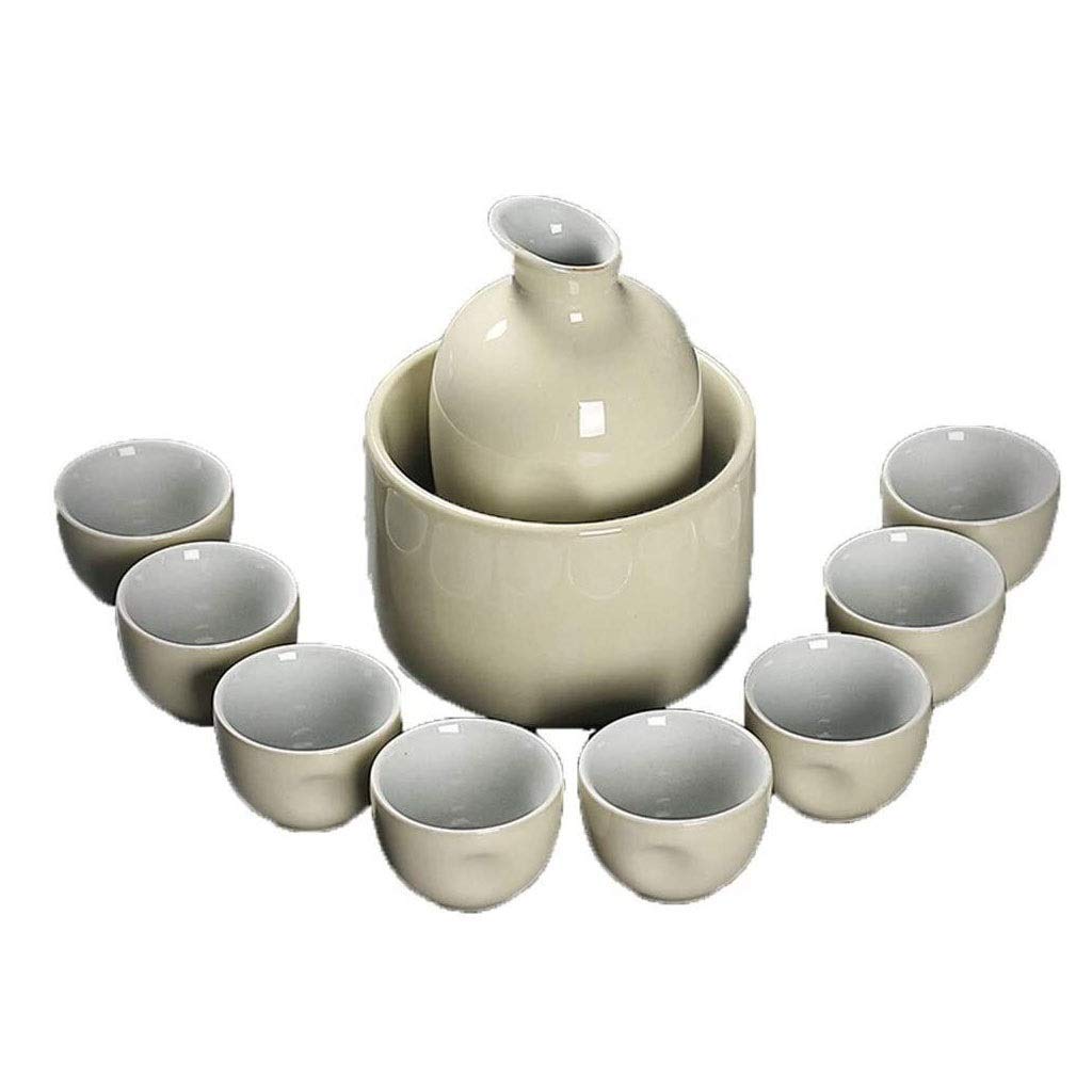 Set da sakè in ceramica in stile giapponese, artigianato tradizionale, 10 secondi, bicchiere da vino in ceramica color crema giapponese (con isolamento) per freddo/caldo/sakè/shochu/tè, il miglior re