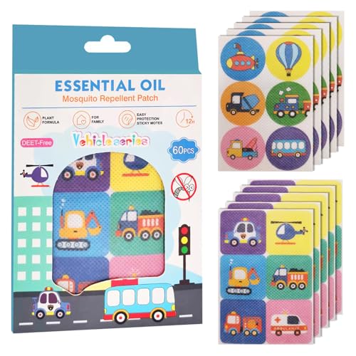 Pegatinas Antimosquitos Niños,Parche Repelente de Mosquitos,Repelente de Mosquitos de Dibujos Animados,Antimosquitos Bebés Niños,Parche Antimosquitos Exterior,60 Pegatinas