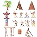 Indians Figures Plastic Toys Sandbox Aquarium Terrariums Miniature Garden Fairy Gardens Doll House Cake Topper Resin Decoration 13pcs Set