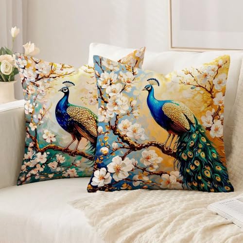 Housses de coussin 75x75 bleu imperméable contre les taches de canapé - 3