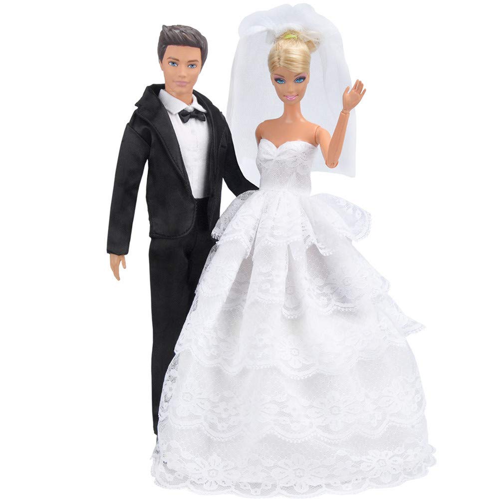 GIVBRO Hochzeitskleid Für Puppe – Brautkostüm Für 30 Cm Puppen (ca. 11,5 Zoll)