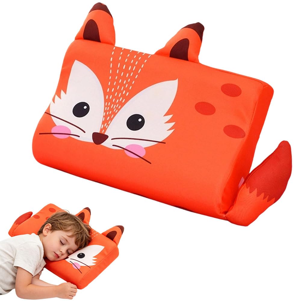 Fiotha Schlummerkids Kissen, 45×27cm Kinderkissen mit Niedliches Design, Kawaii Tiere Kissen, Kinderkopfkissen Mit Kopfkissenbezug, Weiches Schlafkissen für Jungen & Mädchen (Fuchs)