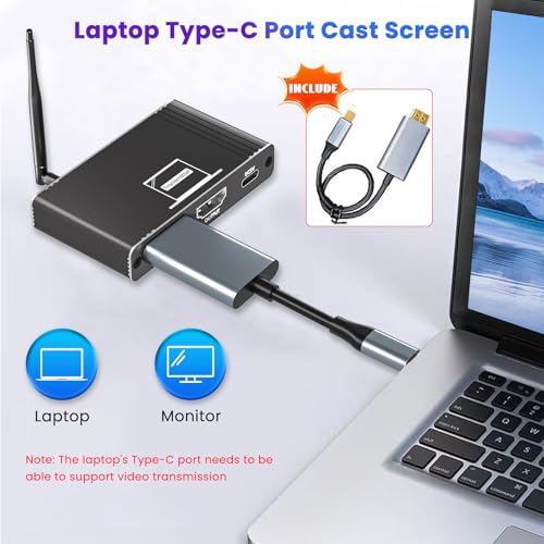 AMANKA Wireless HDMI Transmitter and Receiver, 656FT Wireless HDMI Extender Kit with HDMI Loop Out, 1080P Output for Video and Audio Streaming from Laptop, PC, TV Box to Monitor, Projector, HDTV