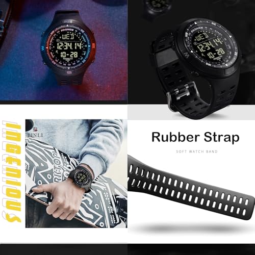 Image of PASNEW Boys' Watches - Dual Display, Large Dial Sport Watch, Black Outdoor Watch for Boys & Teens - Waterproof