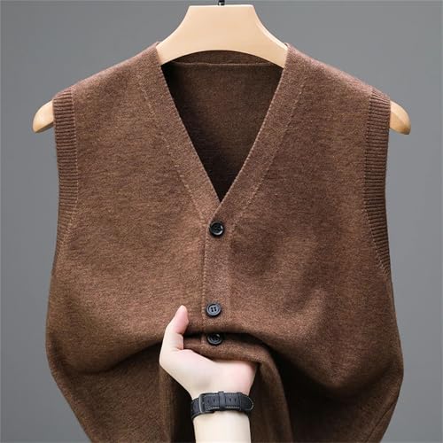 Men's Sweaters Vests Classic Single Breasted Sleeveless Knitted Cardigan Work Waistcoat3