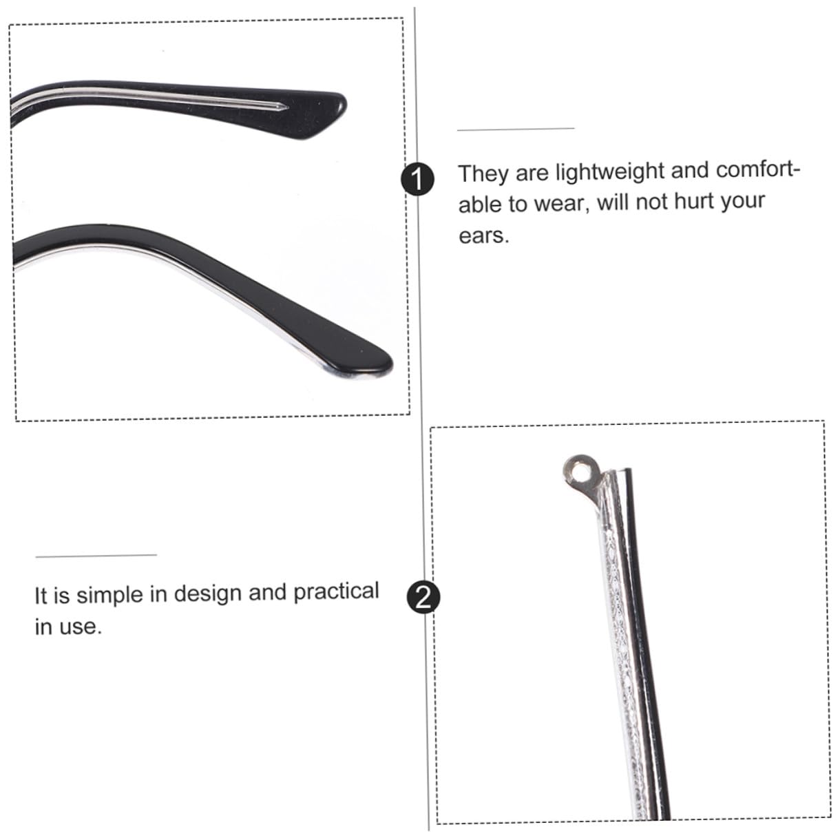 minkissy 10 Sätze Brillenzubehör Ersatzbrille Bügel Brillenreparaturset Brillenteile Brillenersatz Brillen Befestigungsset Universeller Brillenbügel Ersatz-schläfenarm Gläser Metall Black