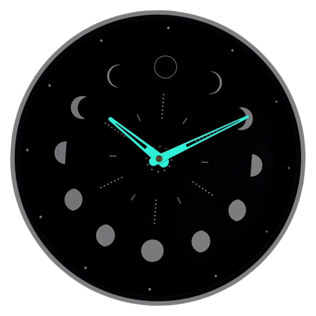 Ciieeo Leuchtuhr mit Mondphasenanzeige, Runde Wanduhr und Glas