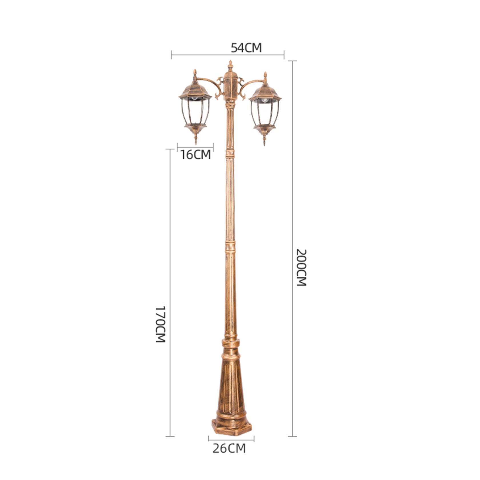 Outdoor Street Light Lantern Glass Post Light Clear Outdoor Garden Pathway Porch Deck Yard Driveway Hallway Hotel Black 2m (Antique Copper Color 2m)