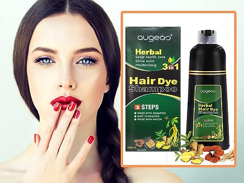 AUGEAS 500ML Black Permanent Hair Color Shampoo miniatura 3