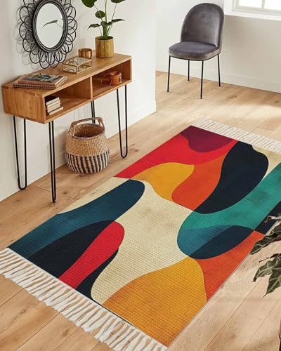 Abstract Geometric Area Rug for Bedroom 3 x 5 Ft,