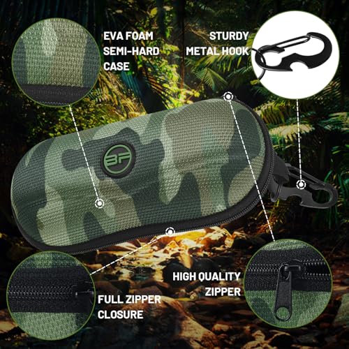 Image of BLUPOND Sunglasses Case Semi Hard EVA Shell with Metal Hanging Hook Belt Clip Sun Glasses Storage