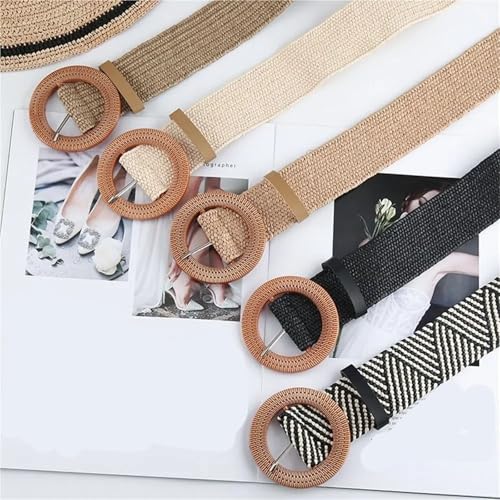 Wide Elastic Waist Belt Braided Waistbelt Summer Casual Straw Belts for Women4