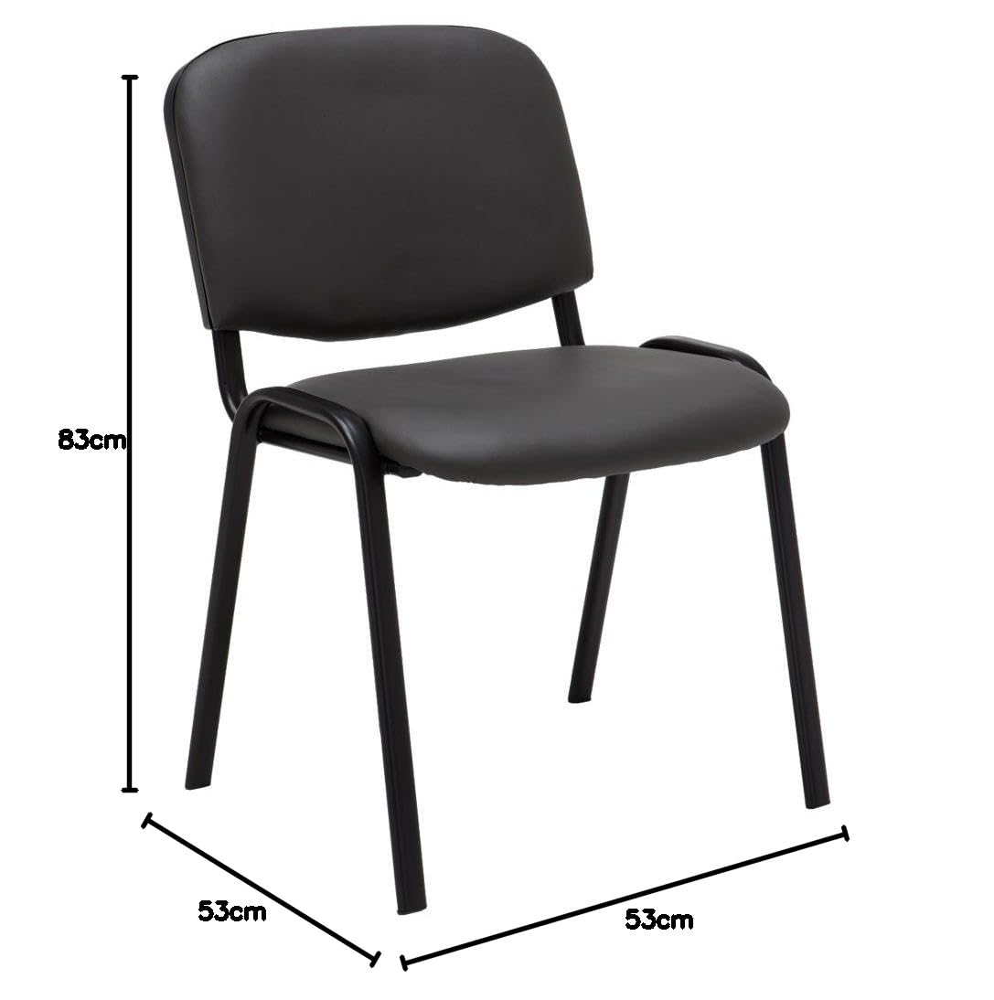 CLP Set 4 Sedie Ufficio Ken Imbottite In Similpelle I Sedie Attese Impilabili E Imbottite Carico Max 120 KG, Colore:grigio