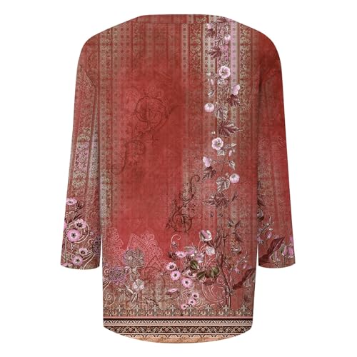 HTHLVMD Womens 3/4 Length Sleeve Tunic Tops Summer Fall Outfits 2025 Three Quarter Sleeve Casual V Neck T Shirts for Women