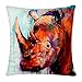 Produktbild Bullahshah Aquarell-Effekt Hypo Print Chenille Baumwolle 17 x 17 Zoll Quadrat Kissenbezug Kissenbezug für Sofa/Bett/Couch, mehrfarbiger Hippopotamus