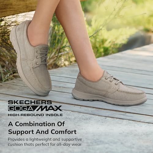 Skechers Women's Go Walk Lite - Isla Boat Shoe, Taupe, 8 M US