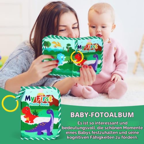 Aolso Baby Fotoalbum 17 Fotos, Baby Fotobuch mit Anhänger, Babyalbum aus weichem Stoff, Mein erstes Familienalbum… – Ansicht 4
