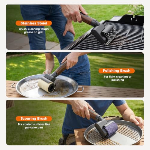 Image of Leebein Electric Grill Brush for Outdoor, 2026 TikTok BBQ Grill Cleaner with 3 Heads, 3-Speed & Angle Adjust Cordless Rotary Grill Brush, 150Mins Runtime Grill Cleaning Brush for Barbecue Grates