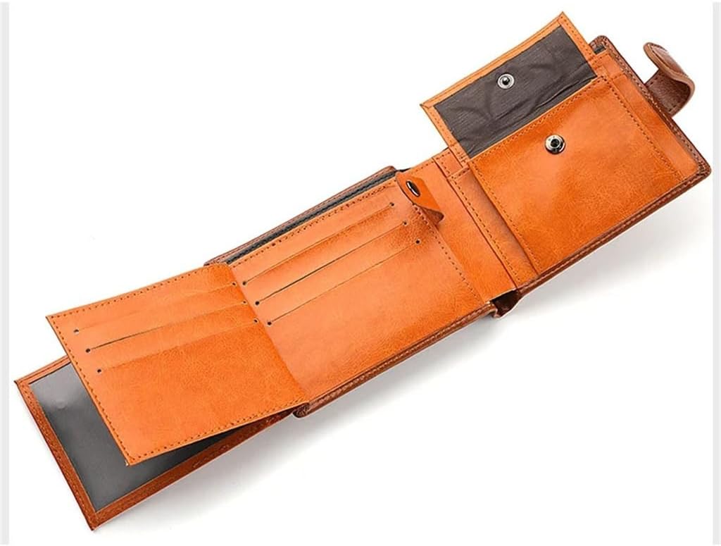 Large Capacity Men's Buckle Leather Wallet Multi-card Card ID Credit Card Clip Change Vintage Wallet