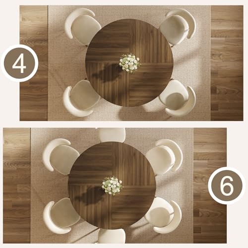 47.2 Inches Round Dining Table for 4 to 6 with Open Storage Space,Walnut - image 8